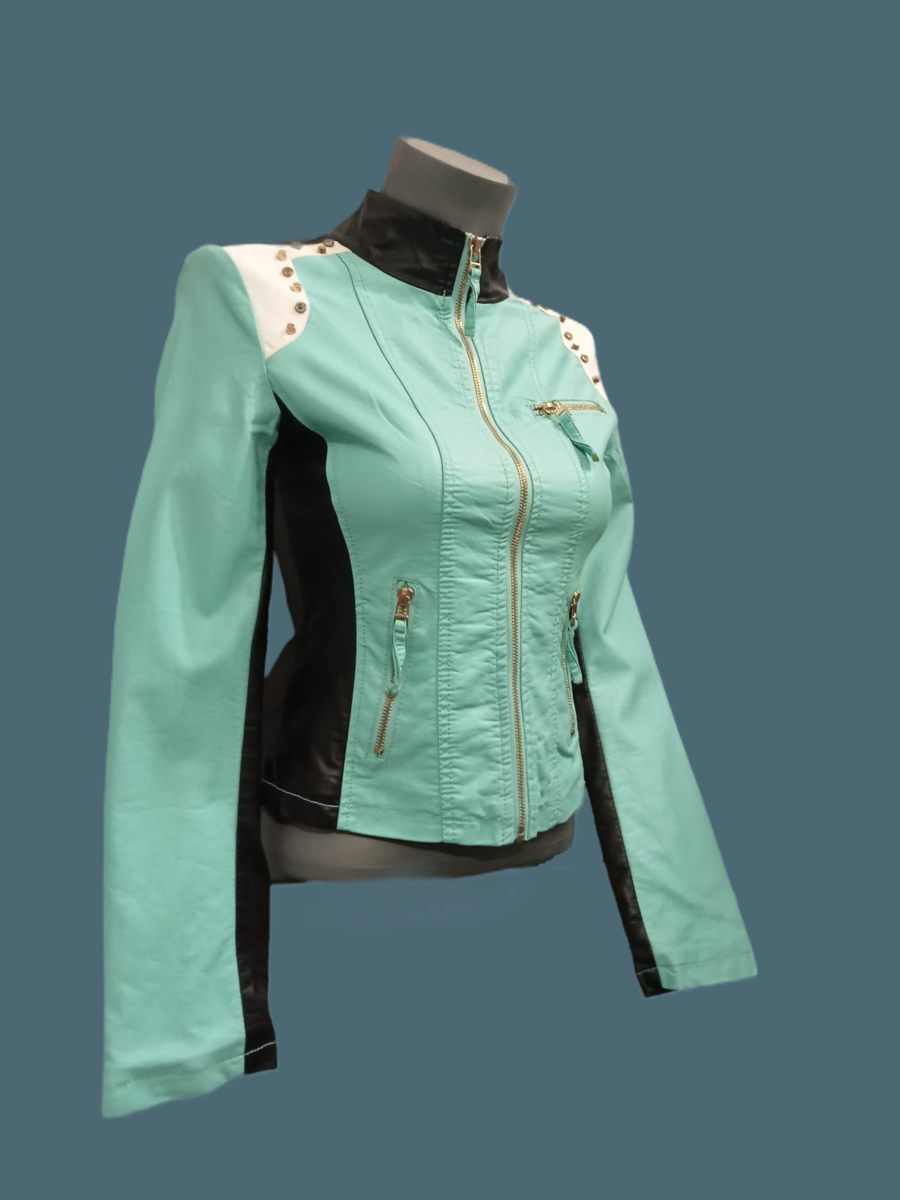 Veste simili cuir bicolore Femme