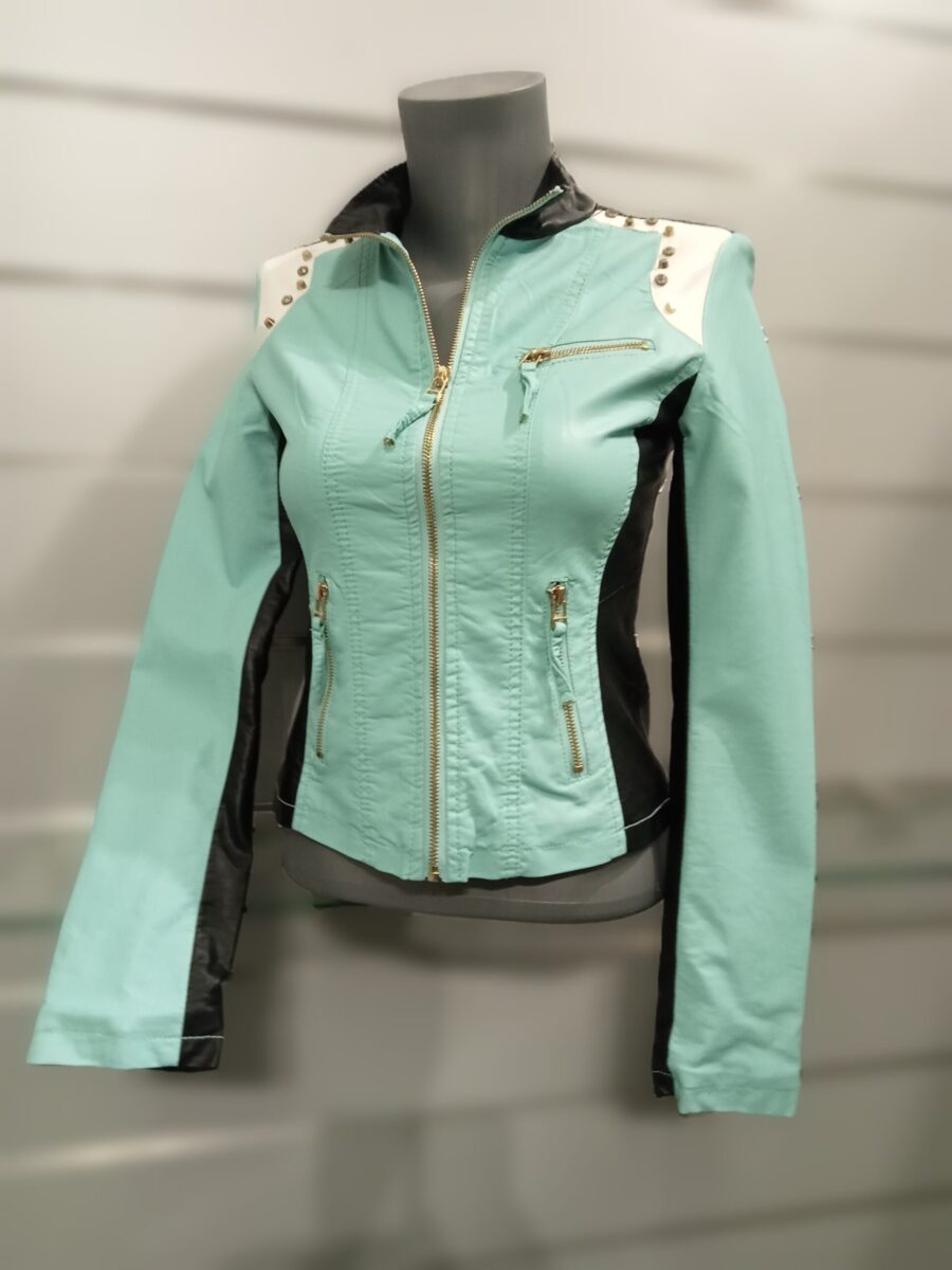 Veste simili cuir bicolore Femme