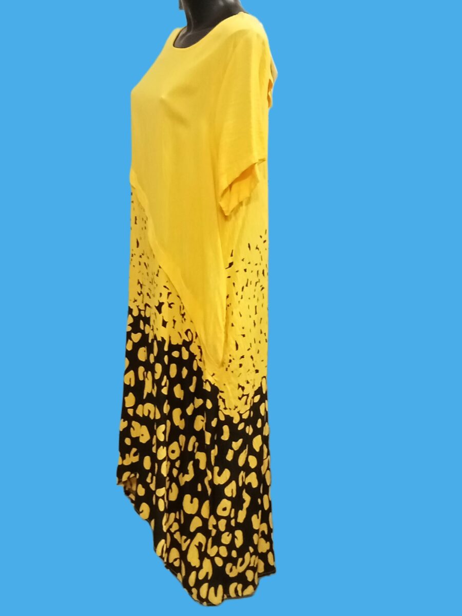 Tunique femme grande taille, jaune, tissu Rayonne