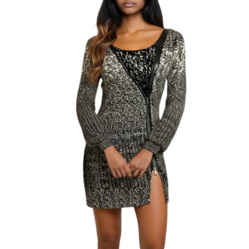 Robe de soirée, robe BEAUTY WOMEN, manches longues, dentelle, zip asymétrique