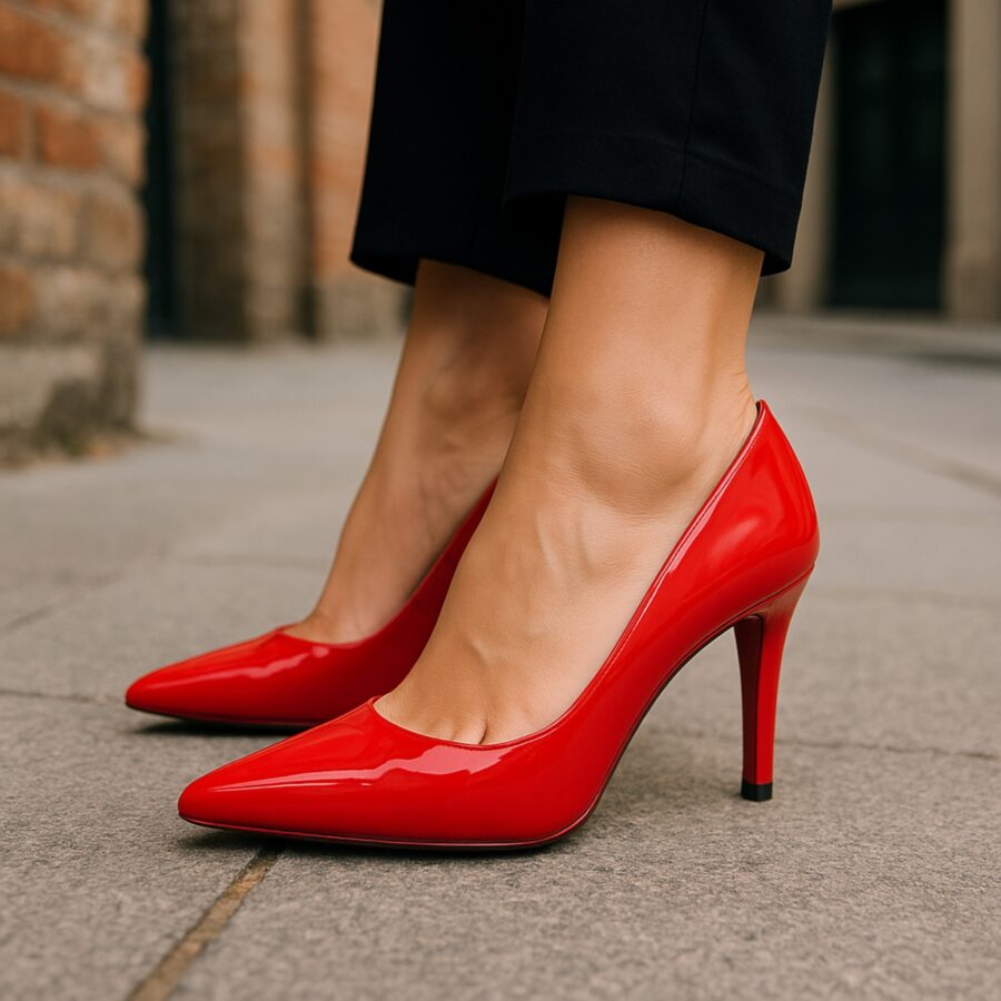 Chaussures Femme, Escarpins sexy, talon aiguille, vernis rouge