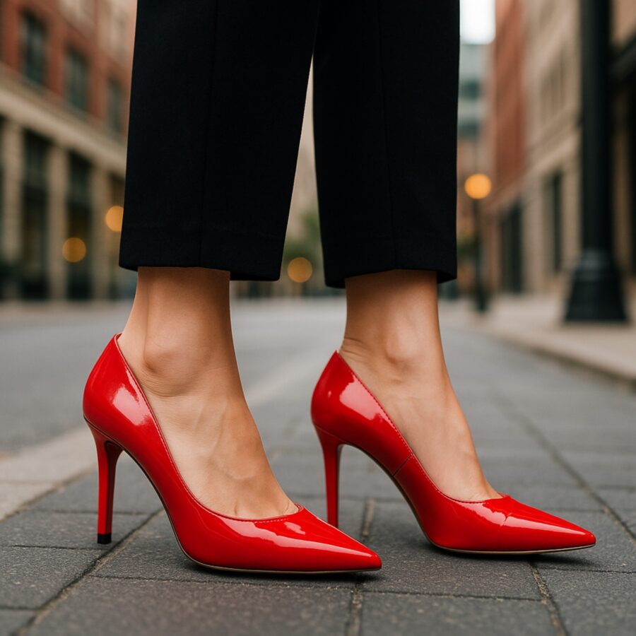 Chaussures Femme, Escarpins sexy, talon aiguille, vernis rouge