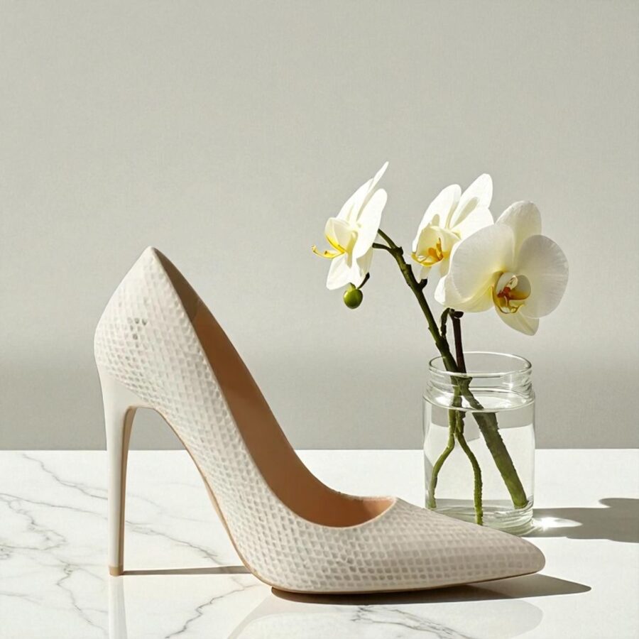 Chaussures Femme, Escarpins sexy, talon aiguille, blanc silver