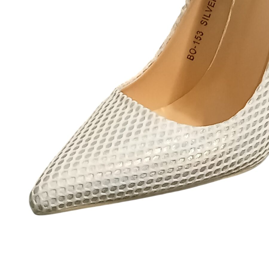 Chaussures Femme, Escarpins sexy, talon aiguille, blanc silver