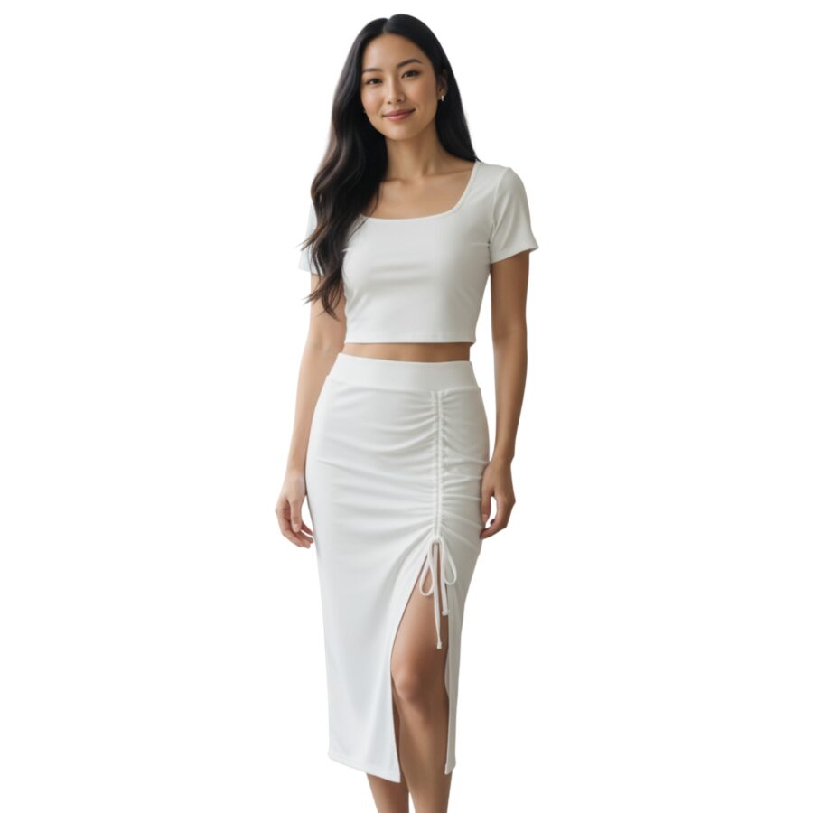Ensemble jupe longue et crop top, 2 pièces, poitrine rembourrée
