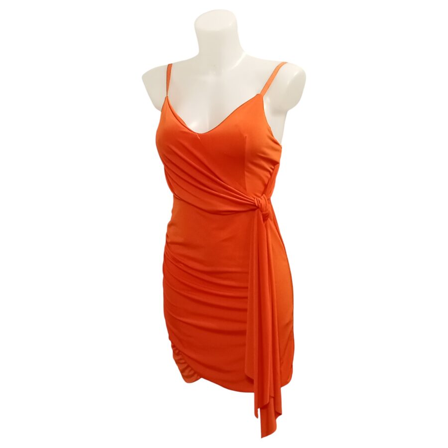 Robe de soirée, robe courte, sexy, avec bandes à nouer, poitrine rembourrée, orange