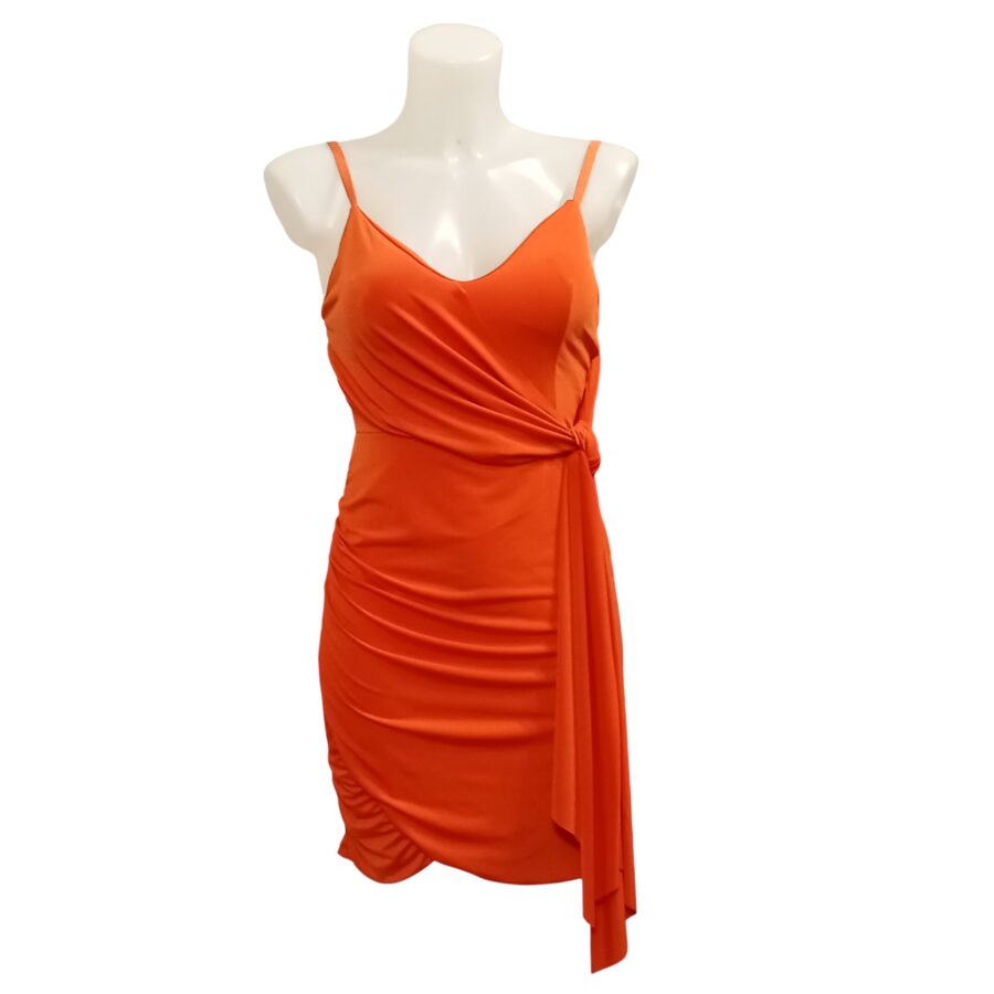Robe de soirée, robe courte, sexy, avec bandes à nouer, poitrine rembourrée, orange