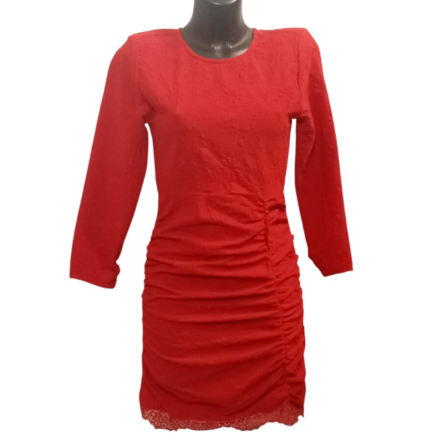 Robe de soirée, robe KILKY, manches longues, dentelle, motifs en relief