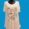 T-shirt femme, grande taille, manches courtes, logo love, strass