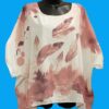 T-shirt femme, grande taille, chauve-souris, imprimé floral, plumes, strass