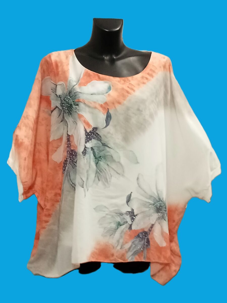 T-shirt femme, grande taille, chauve-souris, imprimé floral, plumes, strass