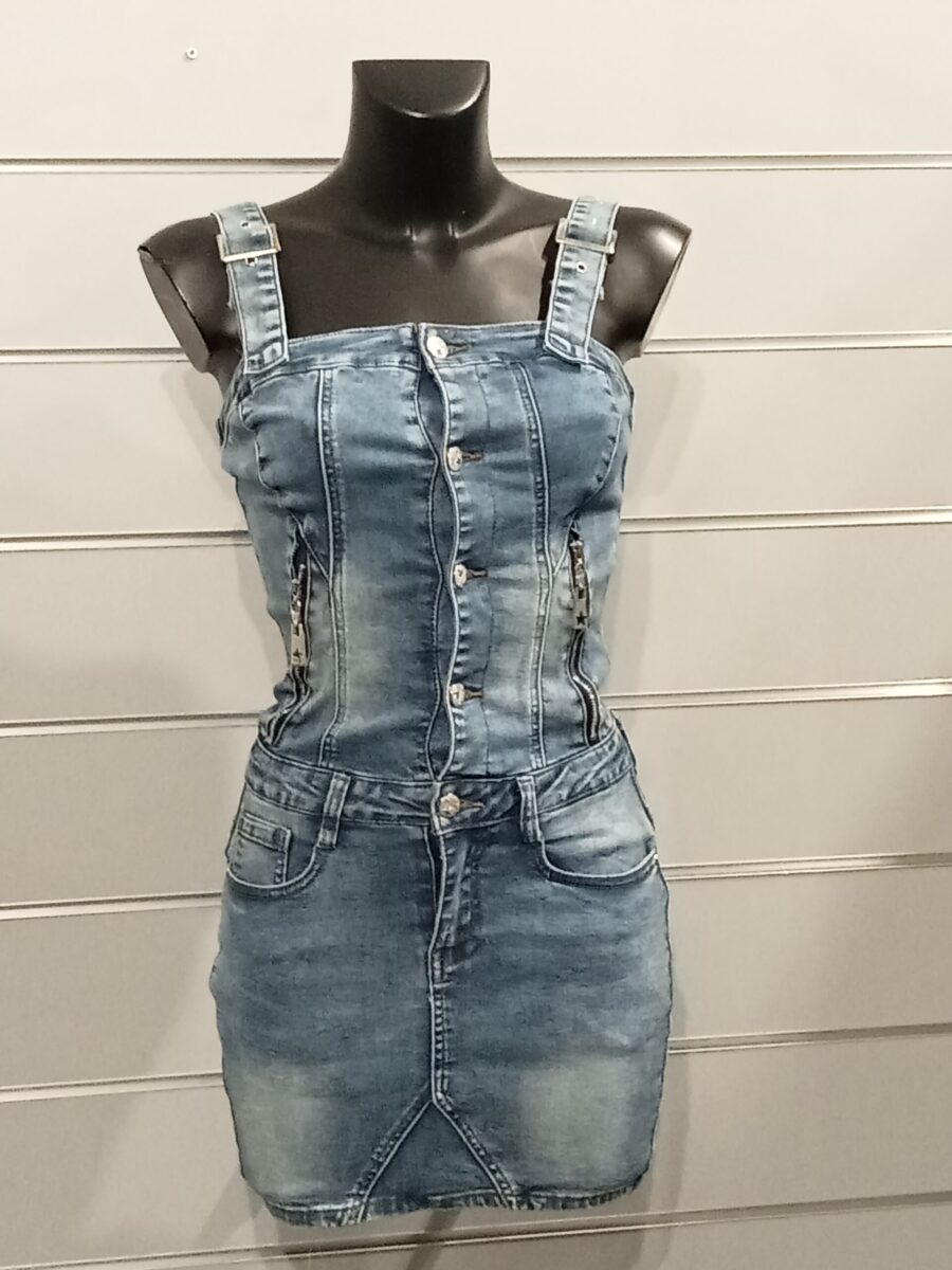 Robe en jean Original Denim, sans manches, zippée, boutonnée