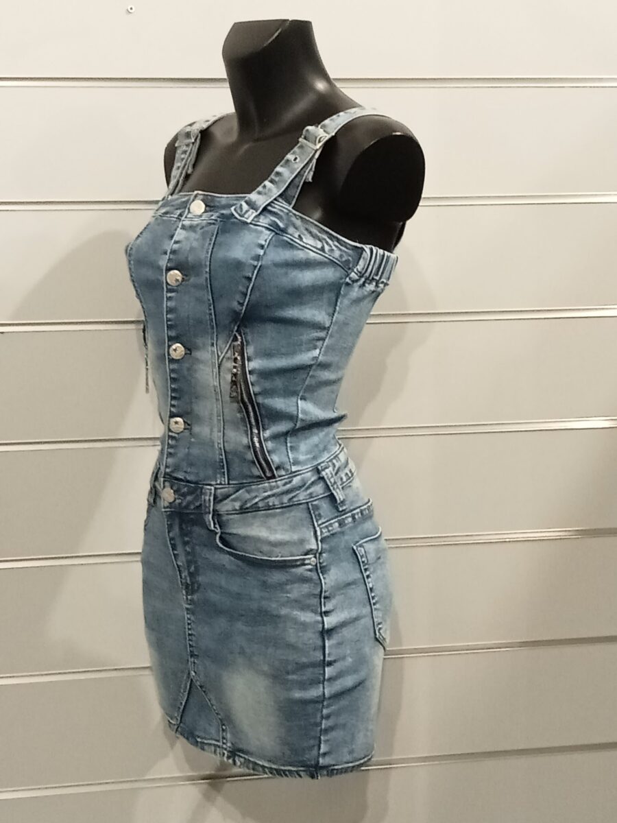 Robe en jean Original Denim, sans manches, zippée, boutonnée