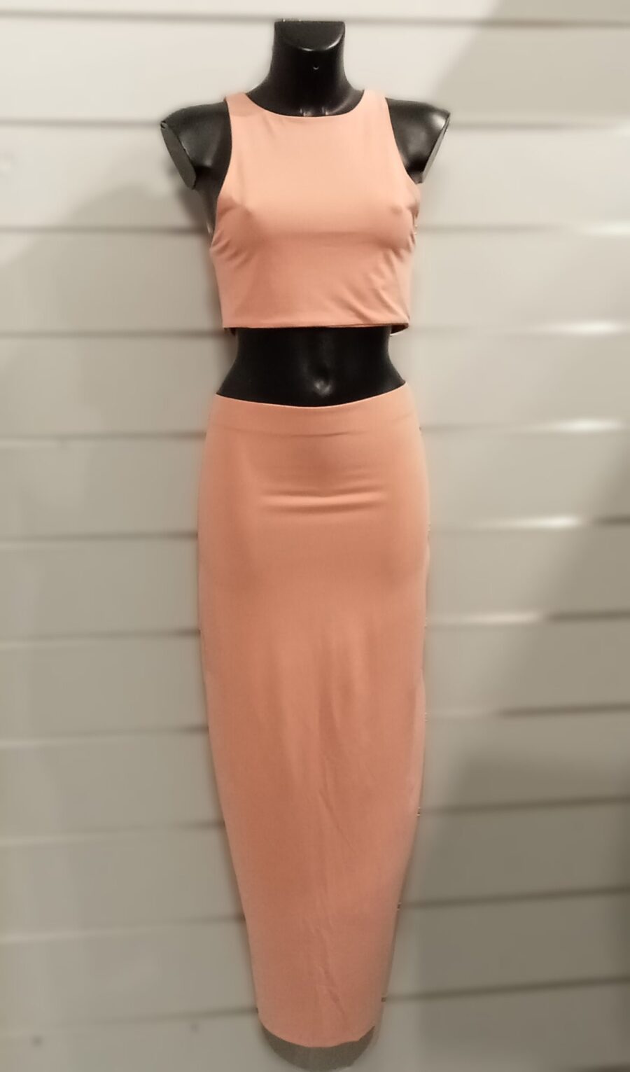 Ensemble jupe longue et crop top sans manches, 2 pièces, marron ou mauve