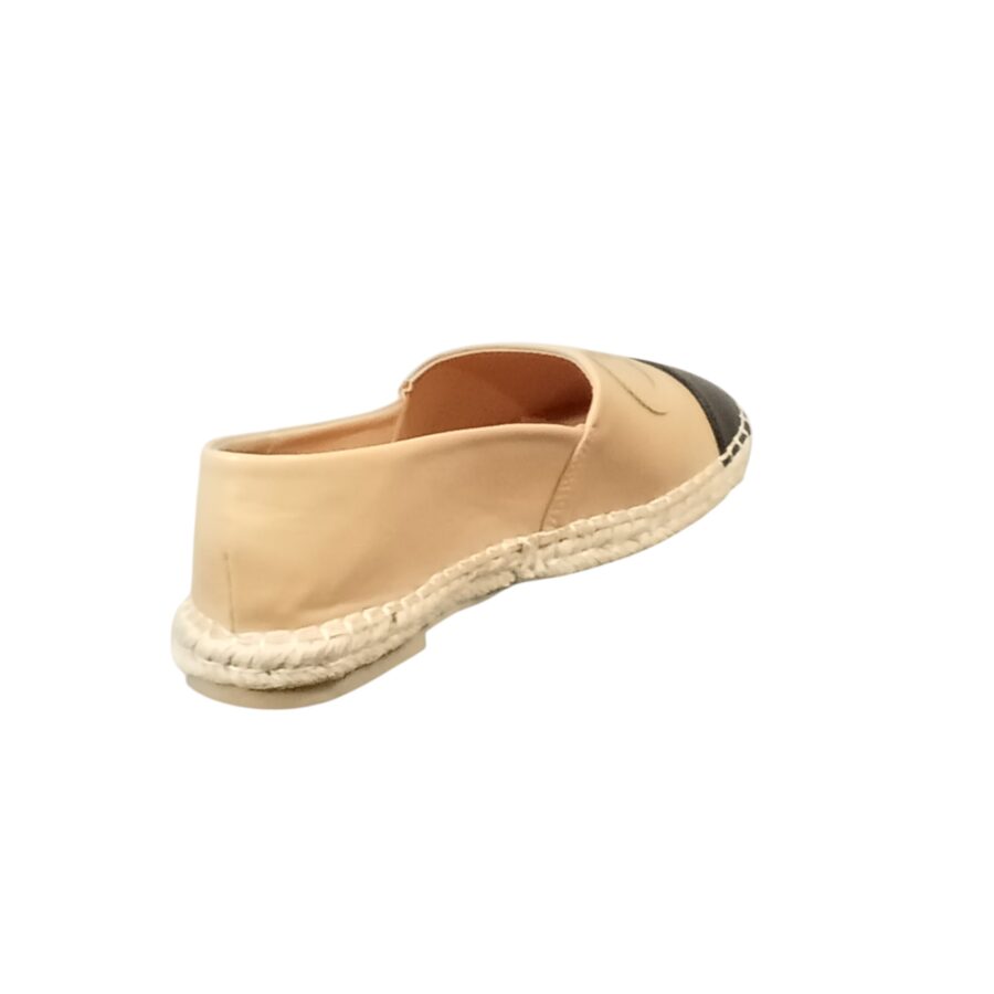 Chaussures Femme, espadrilles simili cuir, logo anneaux, beige