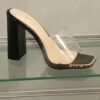 Chaussures Femme, mules Femme à talon, sandales à bride transparent