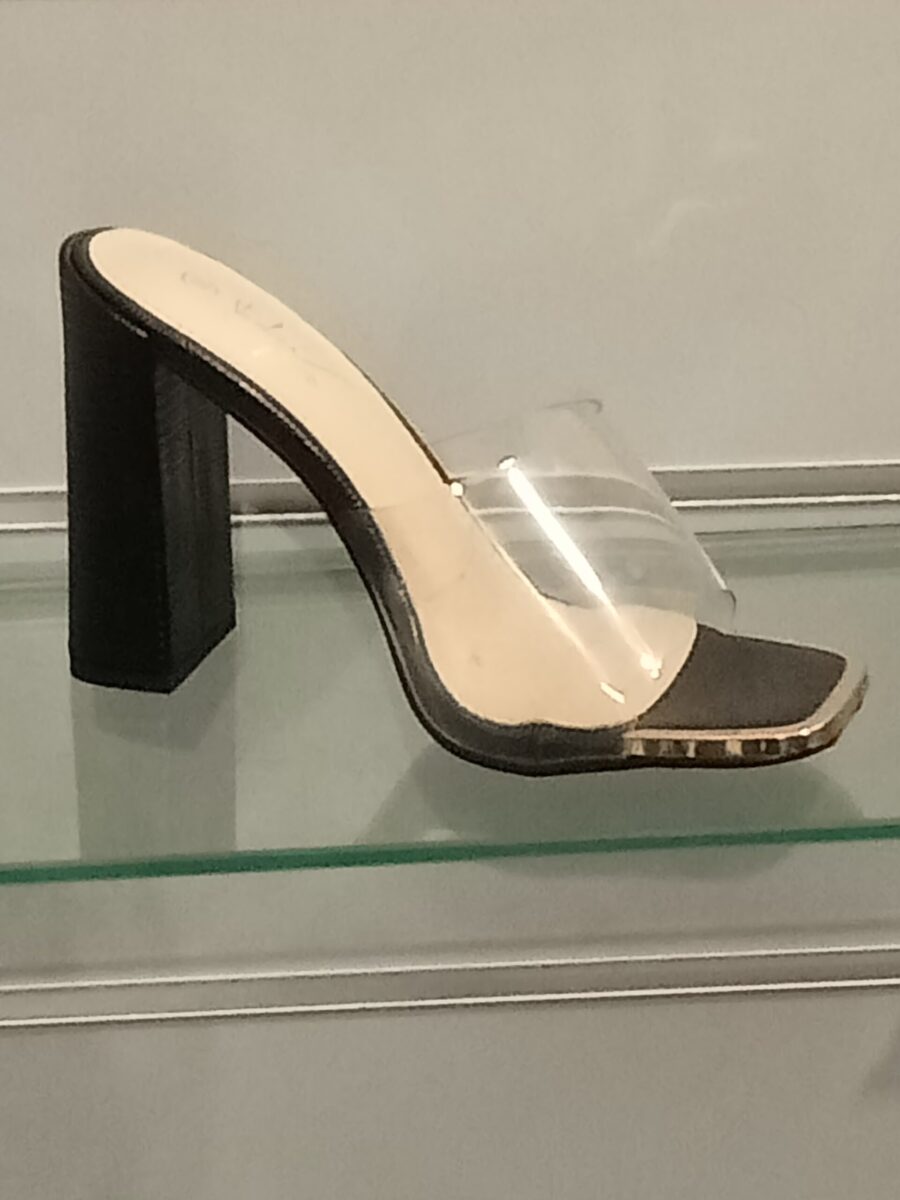 Chaussures Femme, mules Femme à talon, sandales à bride transparent