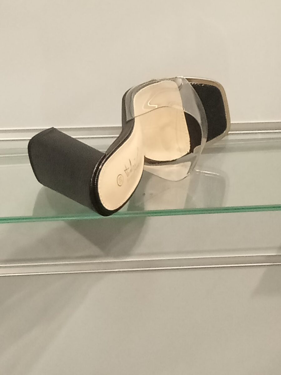 Chaussures Femme, mules Femme à talon, sandales à bride transparent