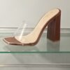 Chaussures Femme, mules Femme à talon, sandales à bride transparent