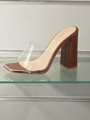 Chaussures Femme, mules Femme à talon, sandales à bride transparent