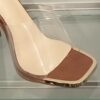 Chaussures Femme, mules Femme à talon, sandales à bride transparent