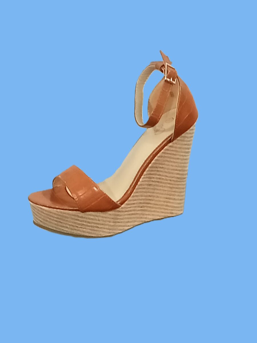 Chaussures Femme, Mules à talon compassé, lanière simili cuir