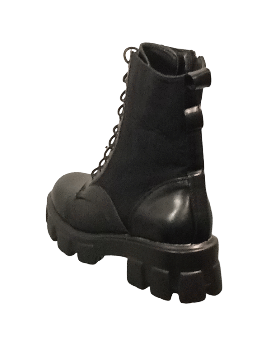 Chaussures Femme, bottines militaires, boots avec porte-monnaie latéral