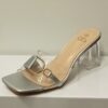 Chaussures Femme, mules Femme, lanière plexi, talon transparent