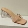 Chaussures Femme, mules Femme, lanière plexi, talon transparent