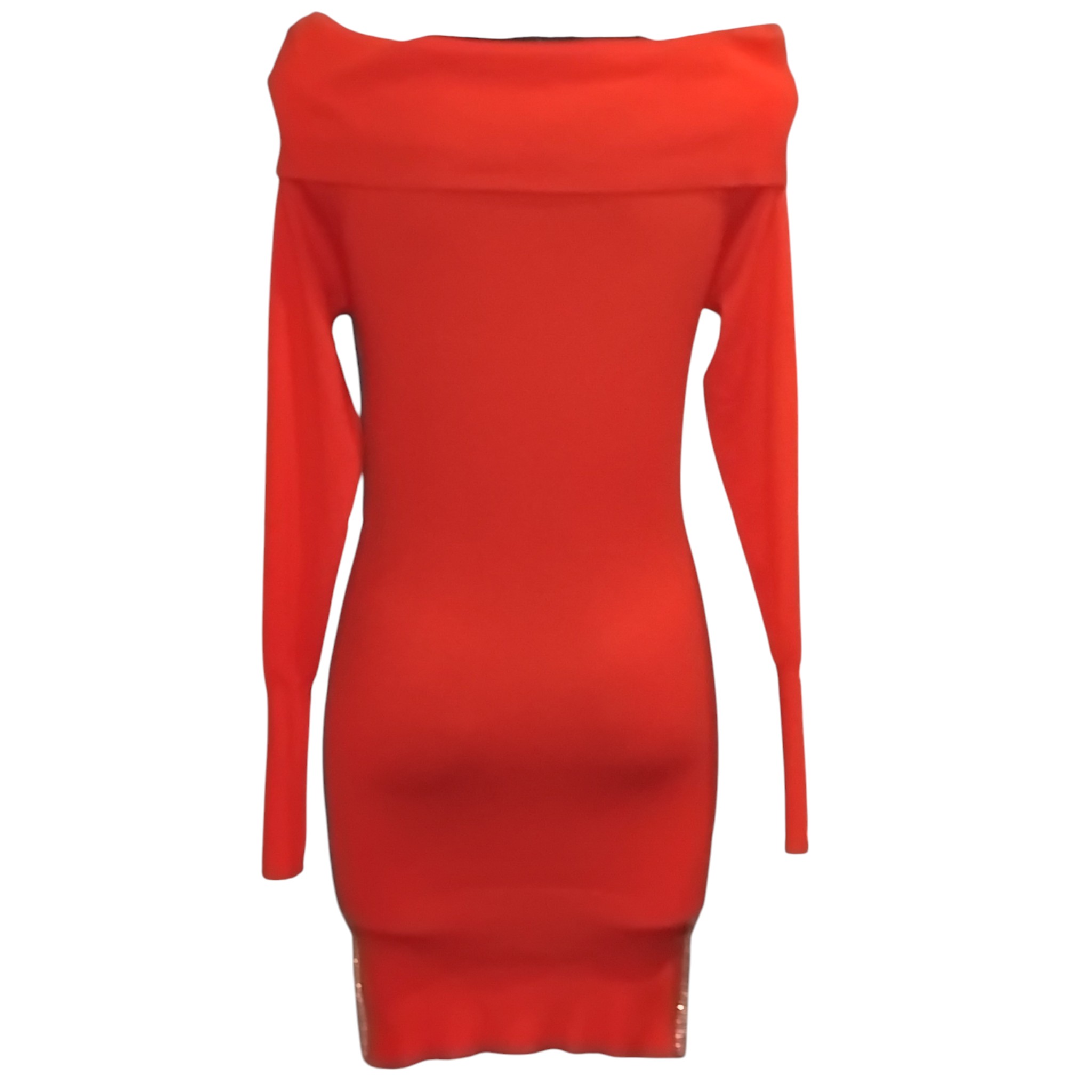 Robe de soirée, robe pull, coupe moulante, col et bas-côté zippés, rouge – Image 7