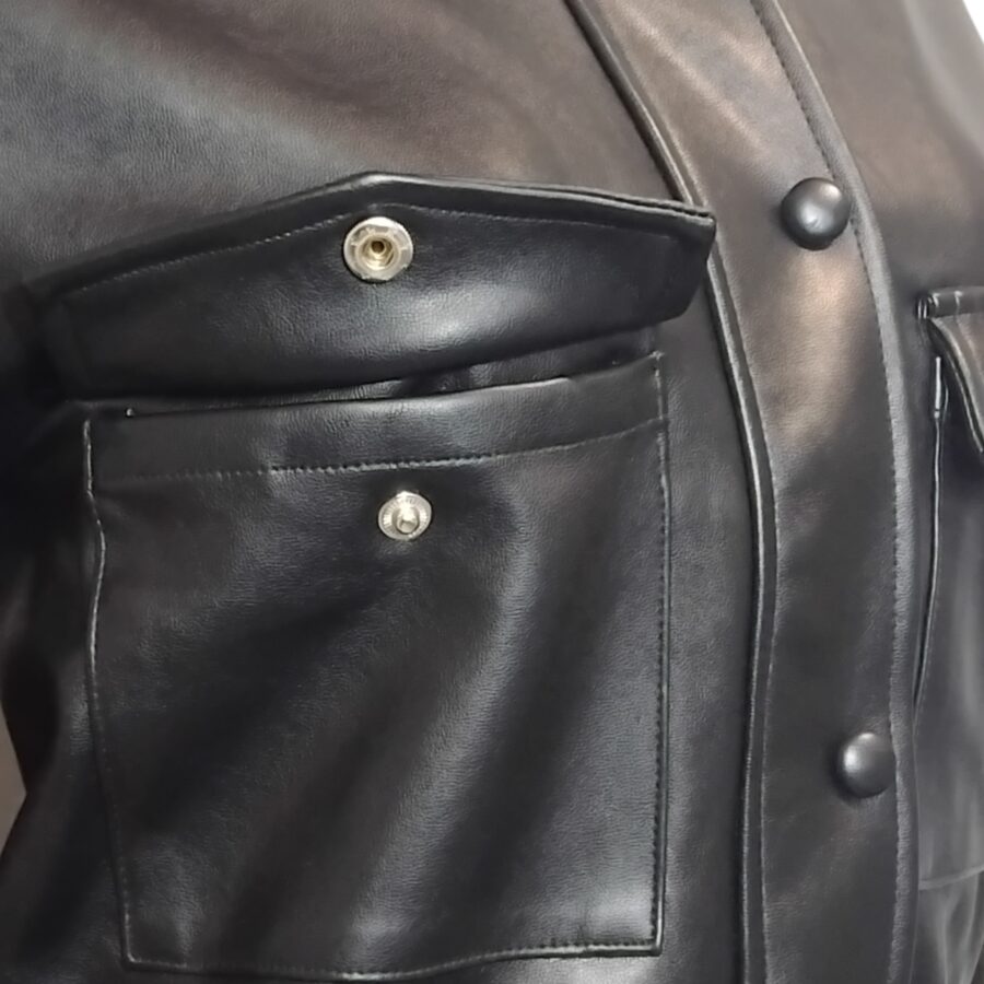 Veste femme, simili cuir, zip et boutons-pression, poches frontales