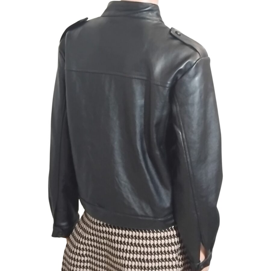 Veste femme, simili cuir, zip et boutons-pression, poches frontales
