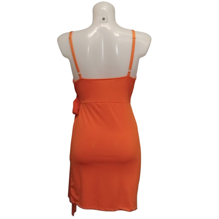 Robe de soirée, robe courte, sexy, avec bandes à nouer, poitrine rembourrée, orange