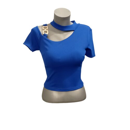 Crop top moulant, top asymétrique, col déporté, poitrine rembourrée