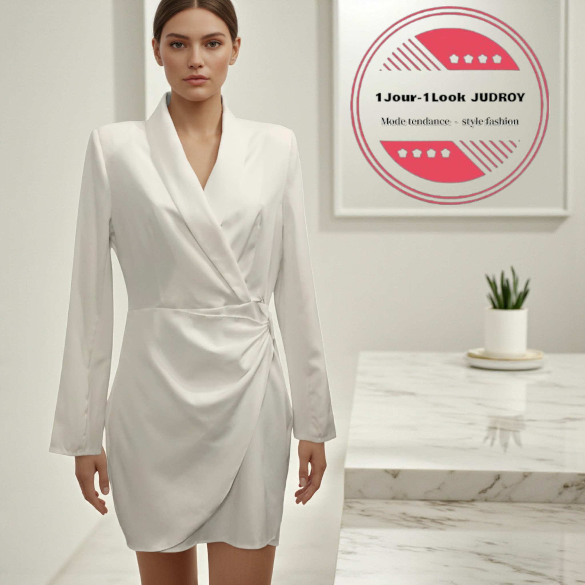 Robe de soirée, robe blazer, chic et élégante, col croisé, Marque KILKY – Image 3