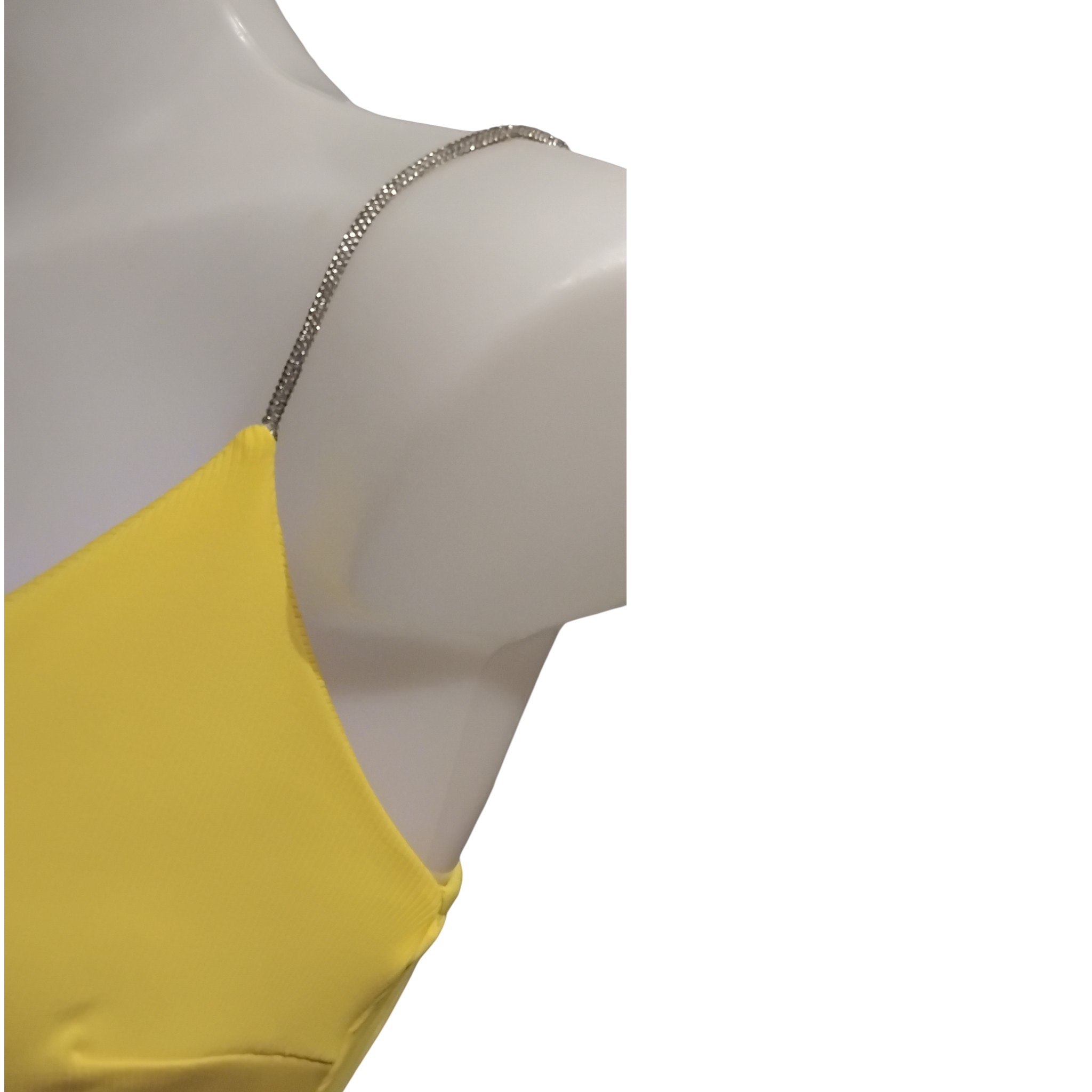 Robe cache-coeur, bretelles en strass, poitrine rembourrée, jaune