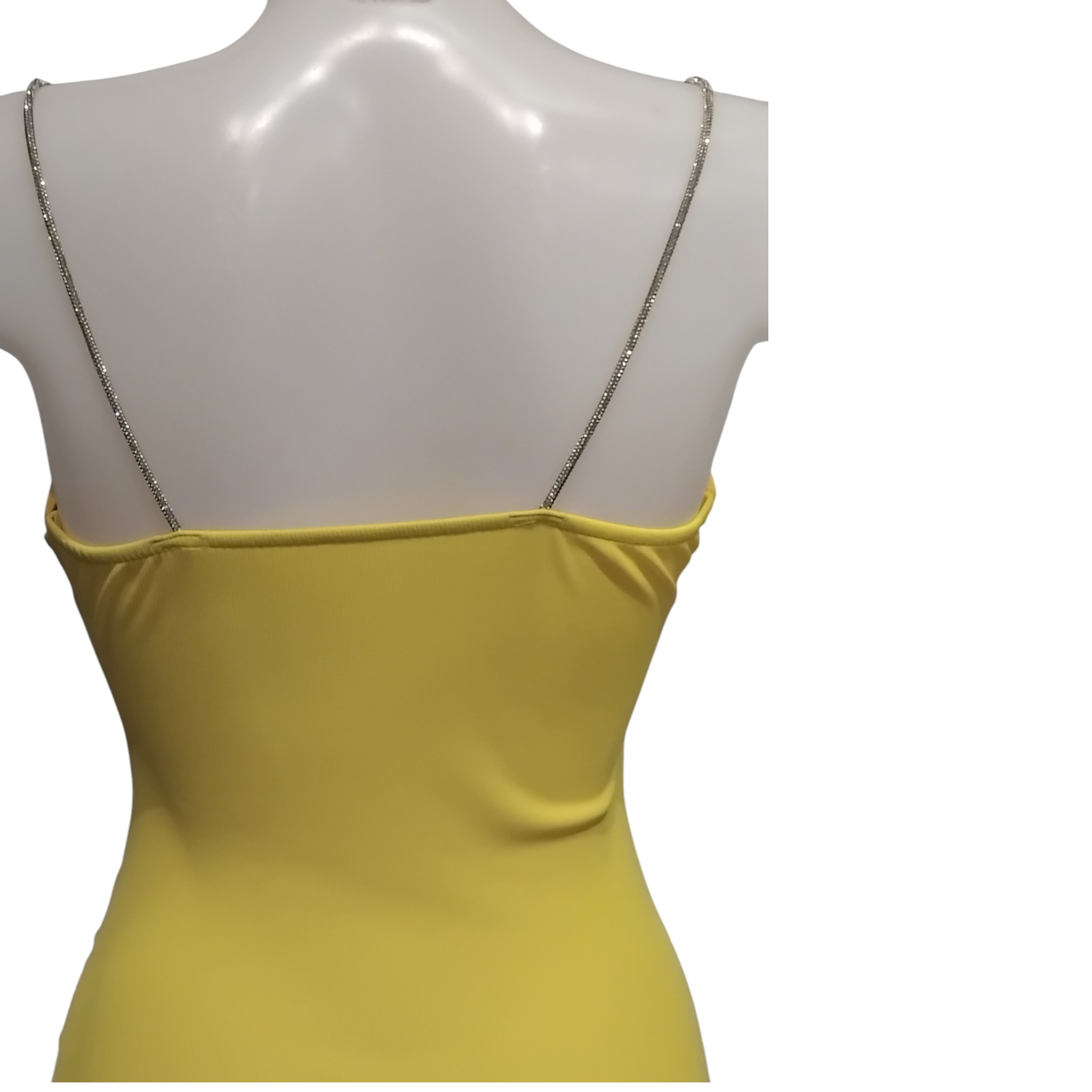 Robe cache-coeur, bretelles en strass, poitrine rembourrée, jaune