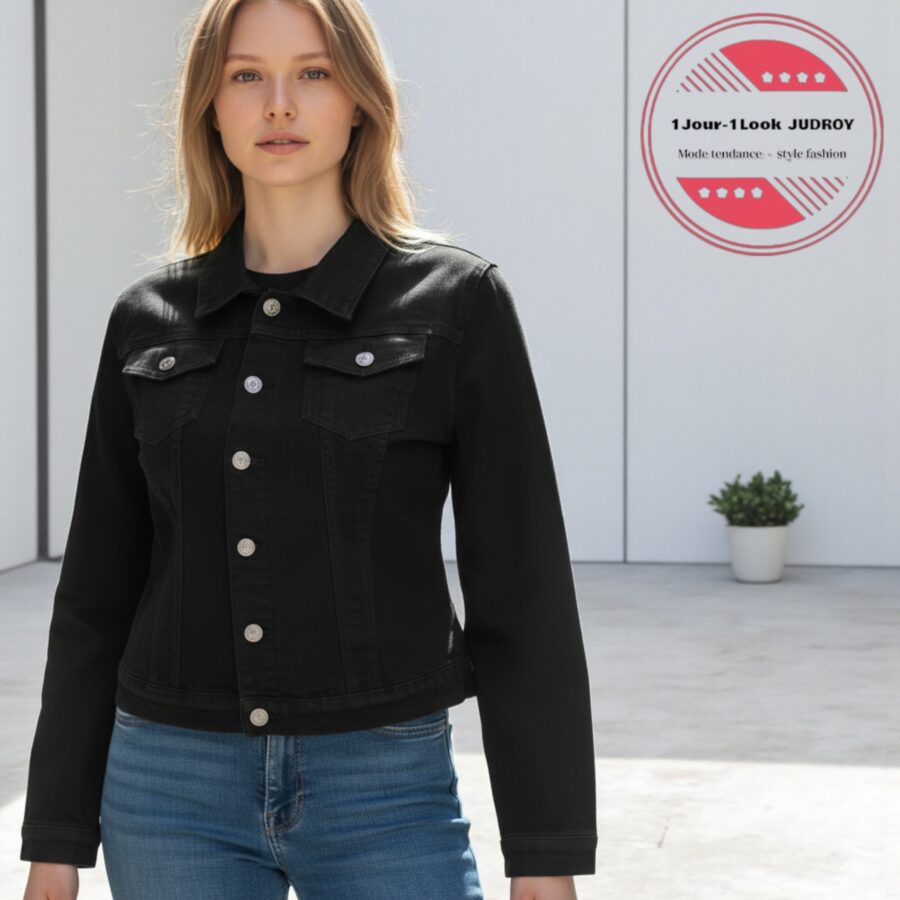 Veste Femme, veste en Jean, poches poitrine et poches latérales – Image 2