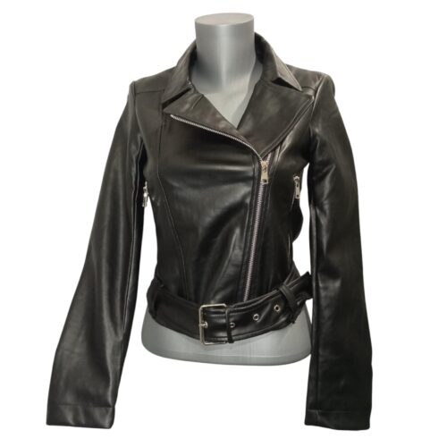 Veste femme, veste perfecto, simili cuir, ceinture amovible