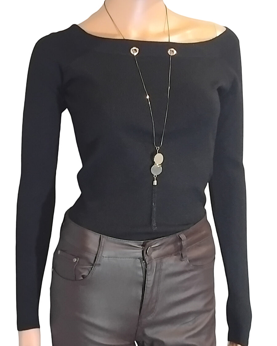 Body Pull Femme, Pull Femme manches longues, Pull avec collier bijou incrusté au col