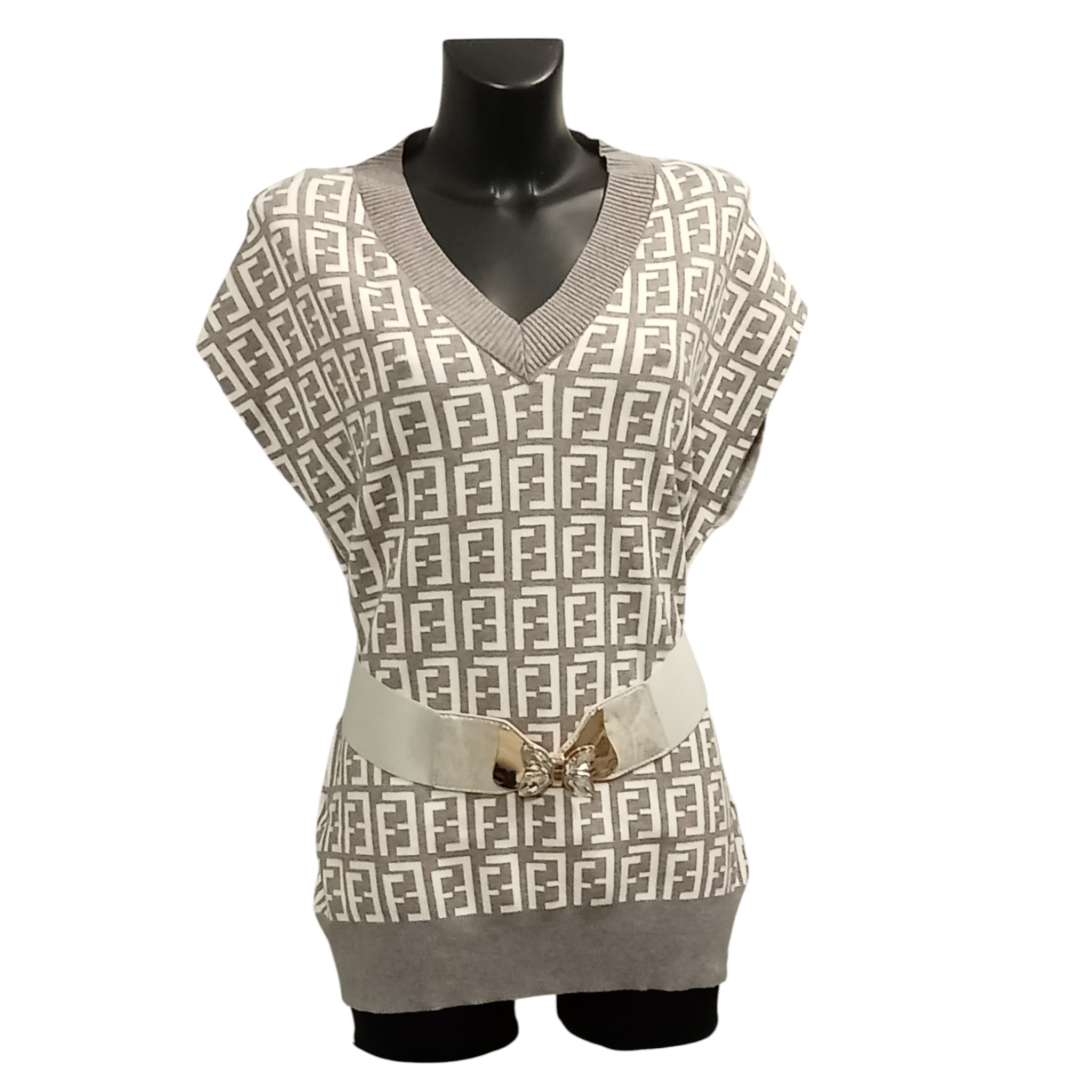 Pull Femme, sans manches, col en V, forme ample