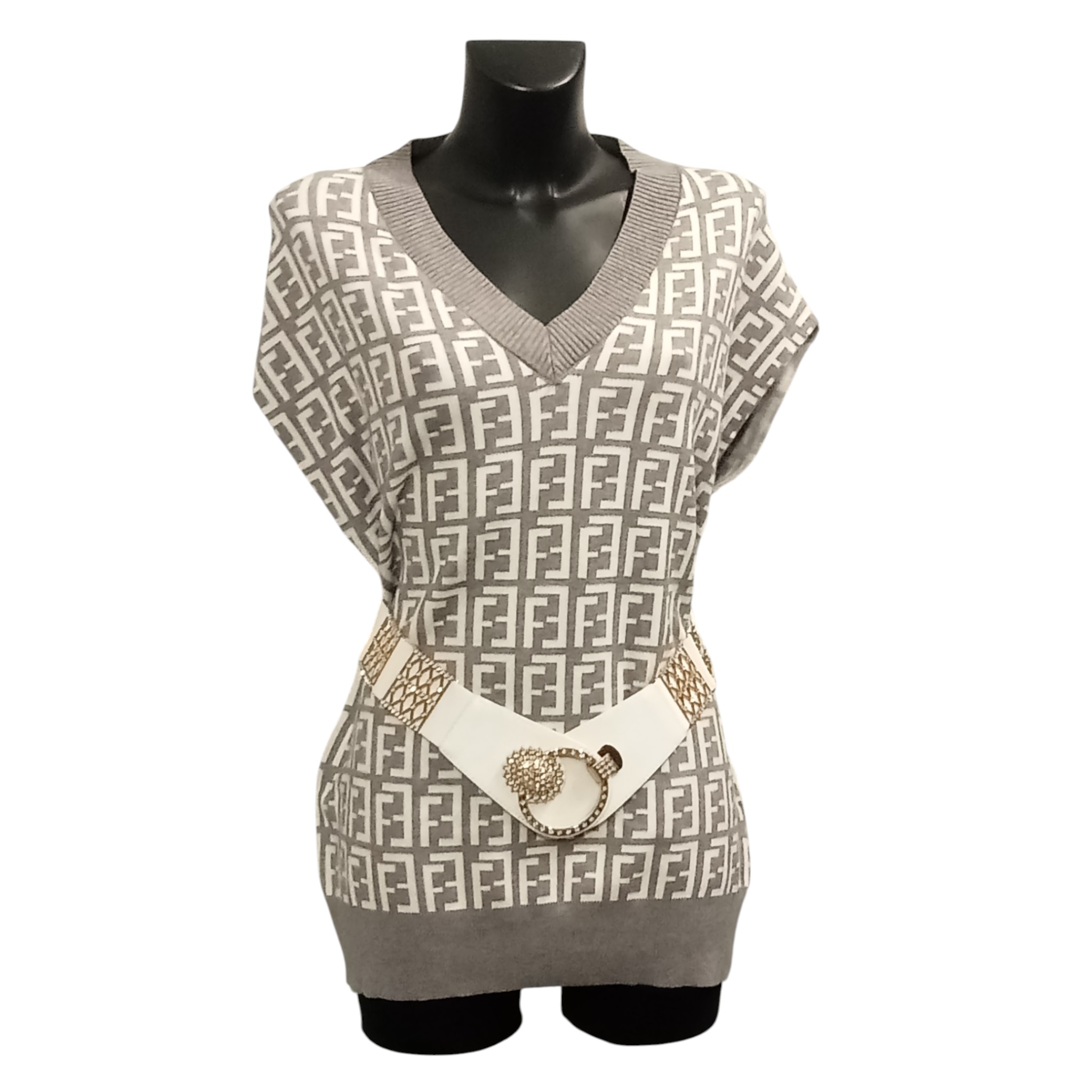 Pull Femme, sans manches, col en V, forme ample