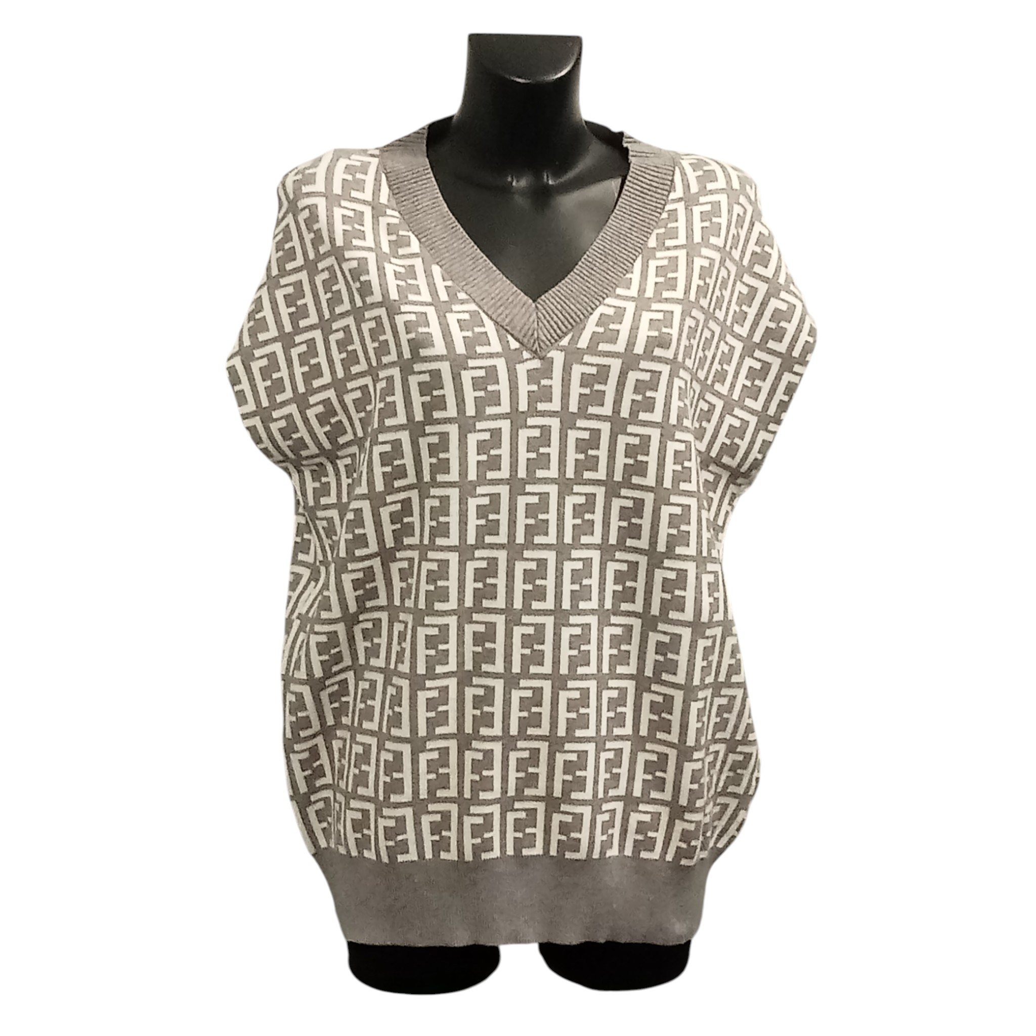 Pull Femme, sans manches, col en V, forme ample