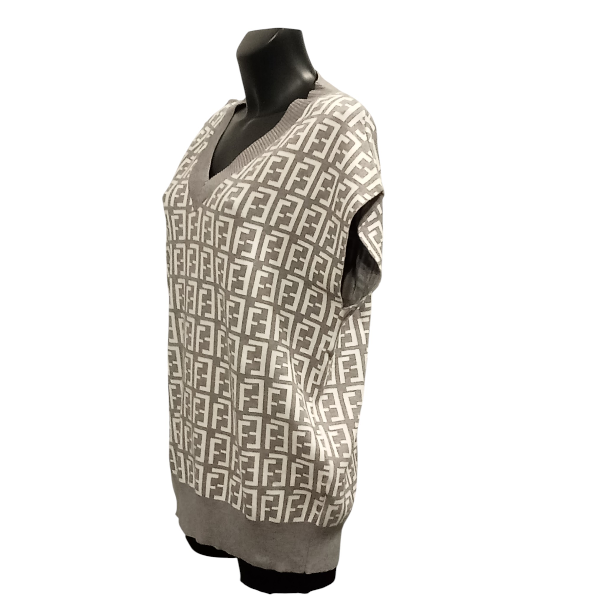 Pull Femme, sans manches, col en V, forme ample