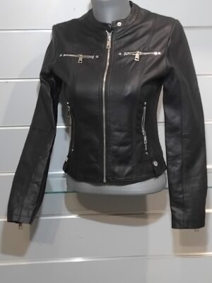 Veste femme, Miss Sissi, simili cuir, coupe slim, deux poches poitrines