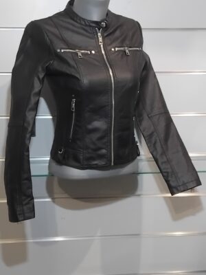 Veste femme, Miss Sissi, simili cuir, coupe slim, deux poches poitrines