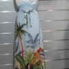 Robe longue, imprimée tropicale, poitrine rembourrée