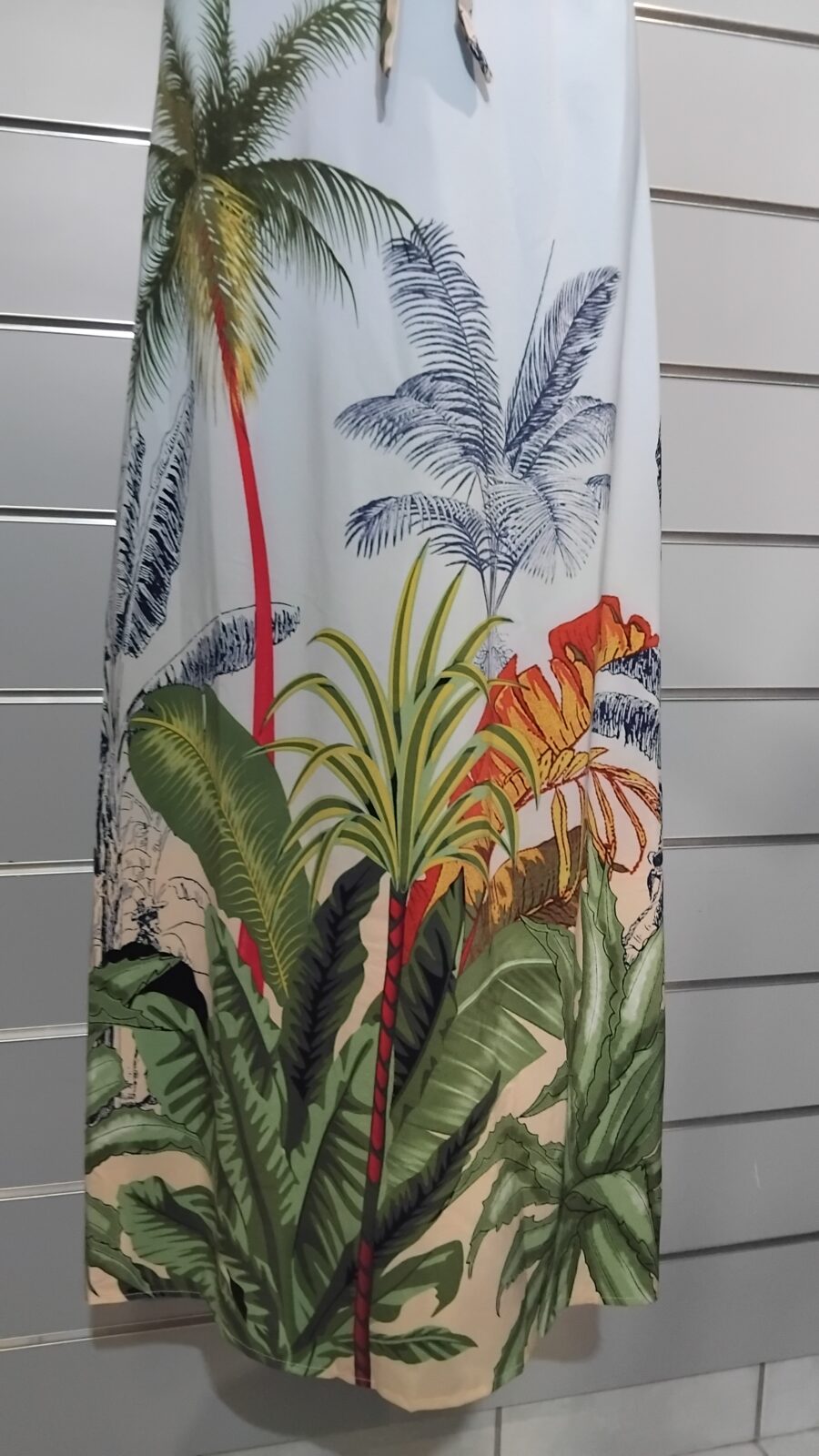 Robe longue, imprimée tropicale, poitrine rembourrée