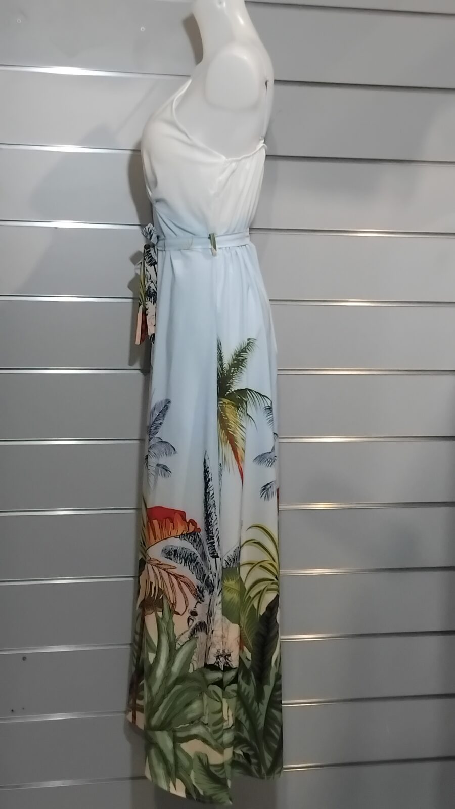 Robe longue, imprimée tropicale, poitrine rembourrée