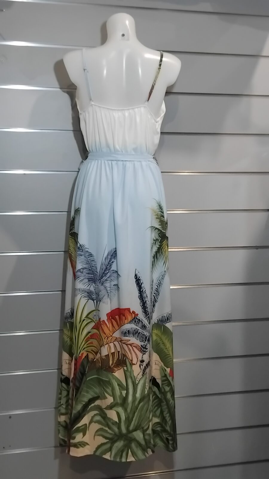 Robe longue, imprimée tropicale, poitrine rembourrée